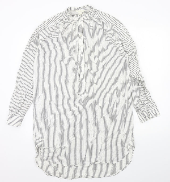 H&M Womens White Striped  Shirt Dress  Size 6