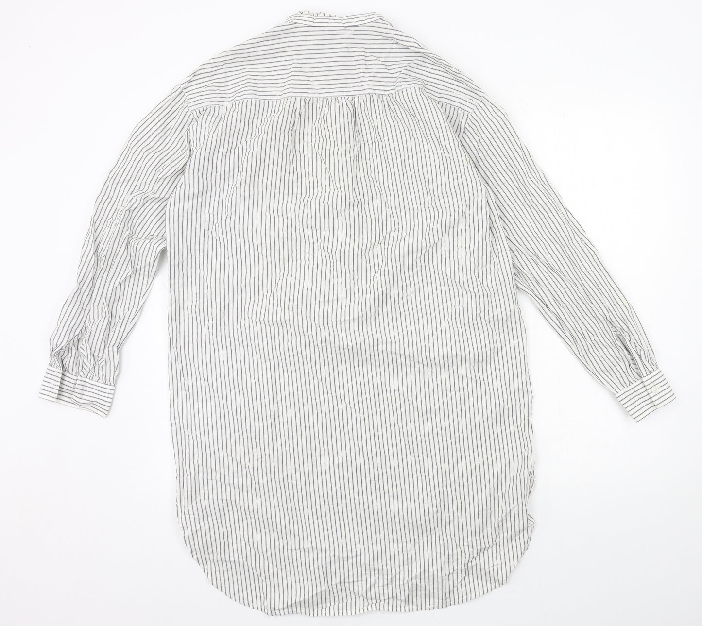 H&M Womens White Striped  Shirt Dress  Size 6