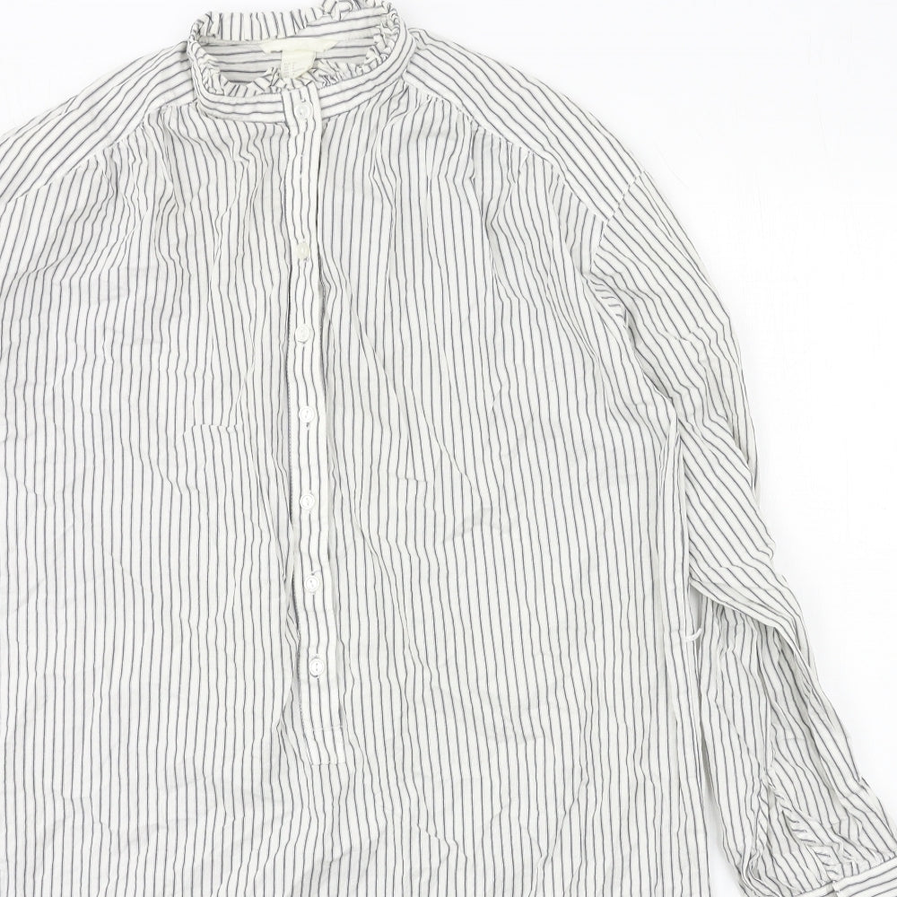 H&M Womens White Striped  Shirt Dress  Size 6