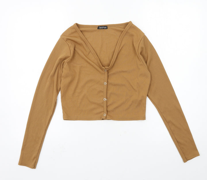 TU Womens Brown Jersey Cardigan Jumper Size M