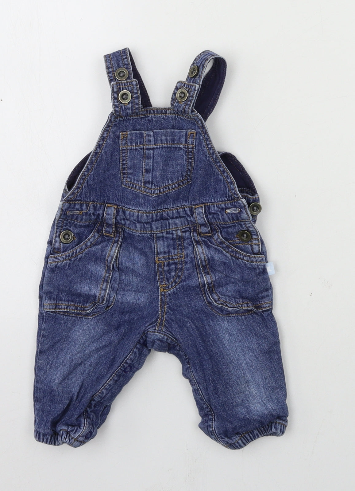 F&F Boys Blue  Denim Dungaree One-Piece Size 3-6 Months