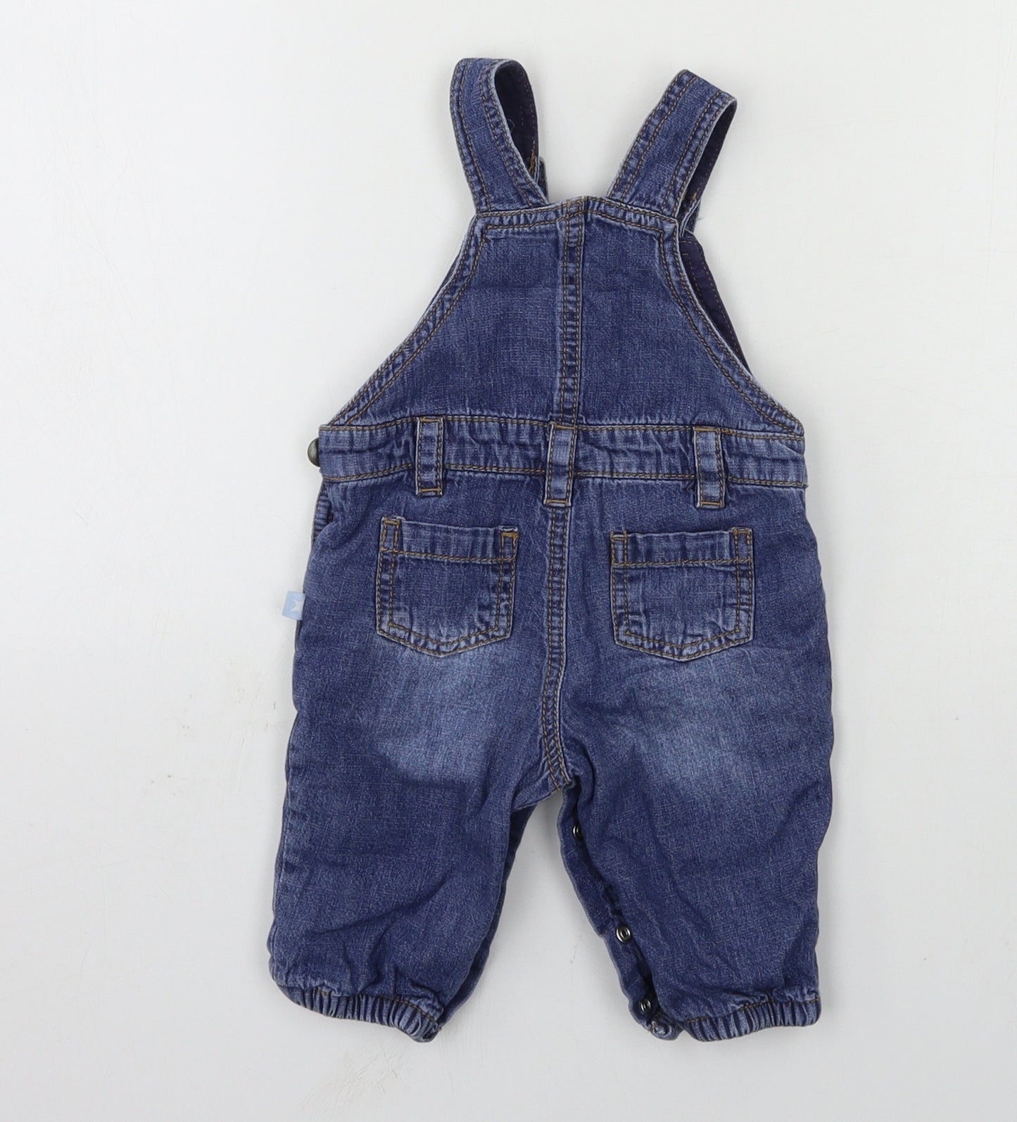 F&F Boys Blue  Denim Dungaree One-Piece Size 3-6 Months