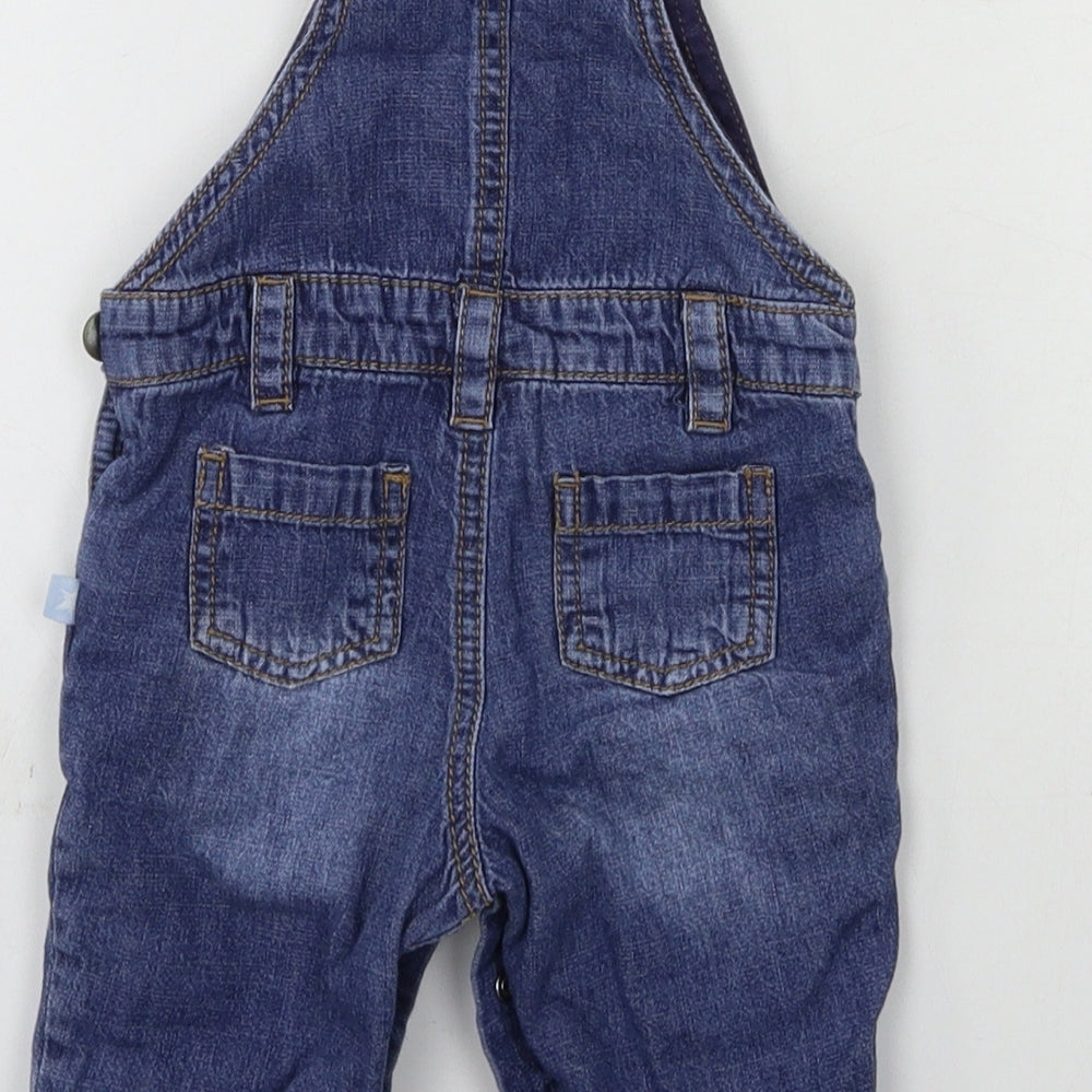 F&F Boys Blue  Denim Dungaree One-Piece Size 3-6 Months