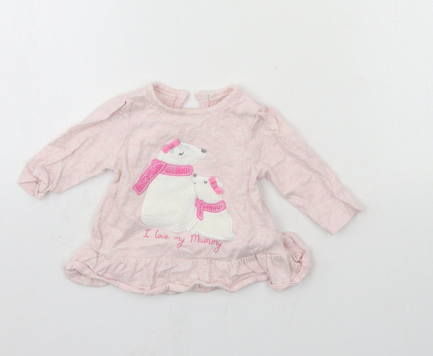 George Girls Pink  Jersey Basic T-Shirt Size Newborn  - Polar bear