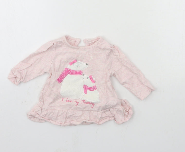 George Girls Pink  Jersey Basic T-Shirt Size Newborn  - Polar bear