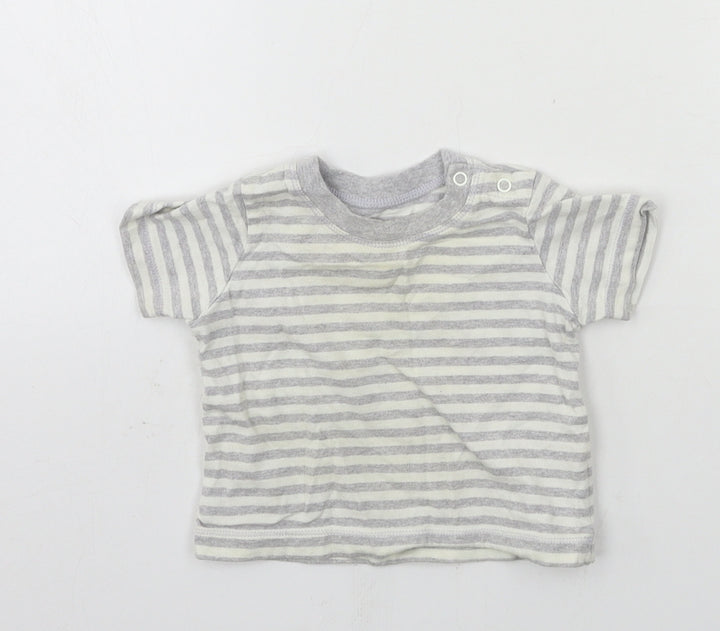Matalan Boys Grey Striped Jersey Basic T-Shirt Size 0-3 Months