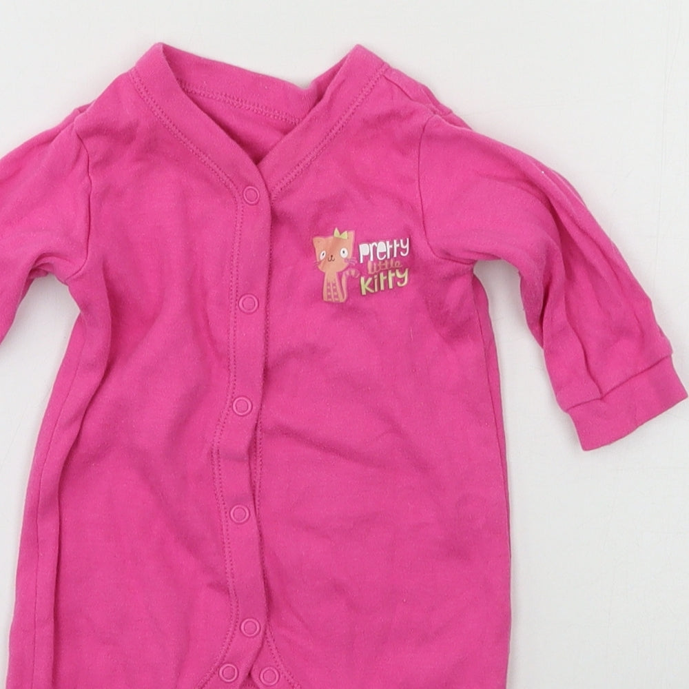 George Girls Pink  Jersey Babygrow One-Piece Size 0-3 Months  - Pretty little kitty