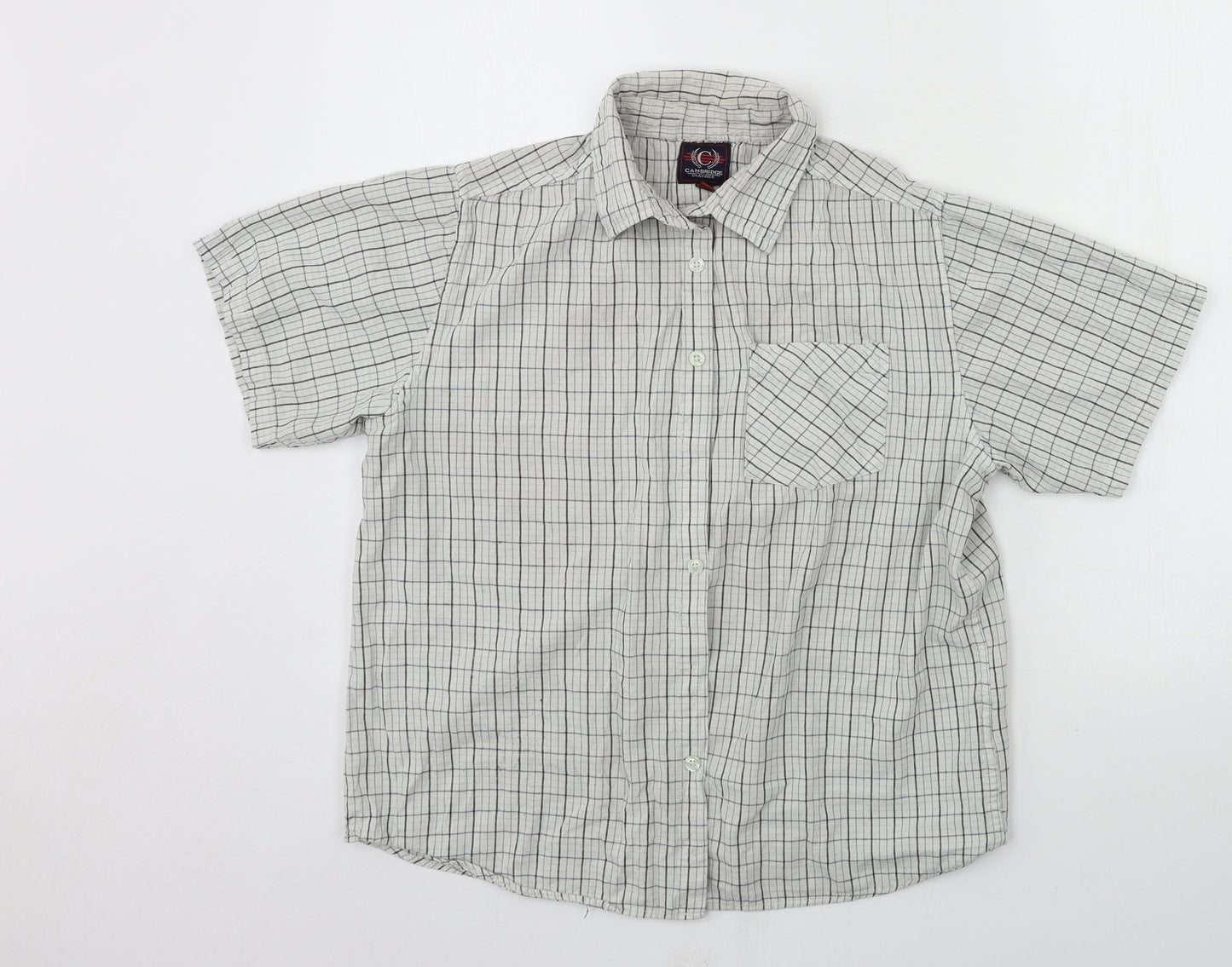 Cambridge Classics Mens Grey Plaid   Button-Up Size L