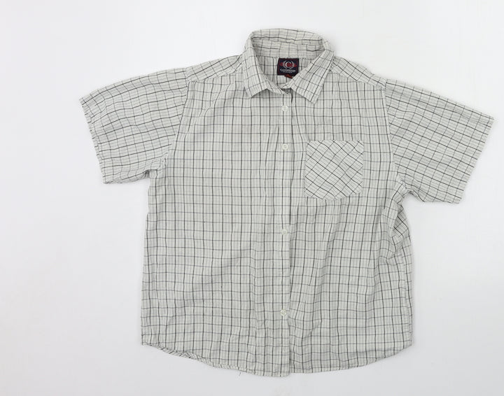 Cambridge Classics Mens Grey Plaid   Button-Up Size L