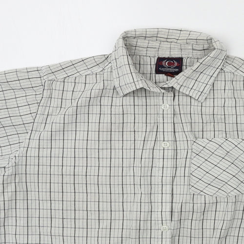 Cambridge Classics Mens Grey Plaid   Button-Up Size L