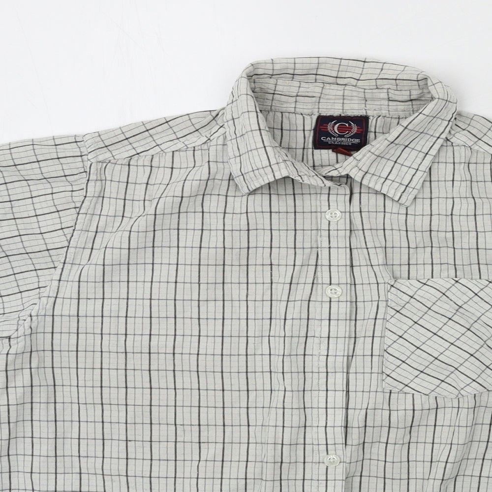 Cambridge Classics Mens Grey Plaid   Button-Up Size L