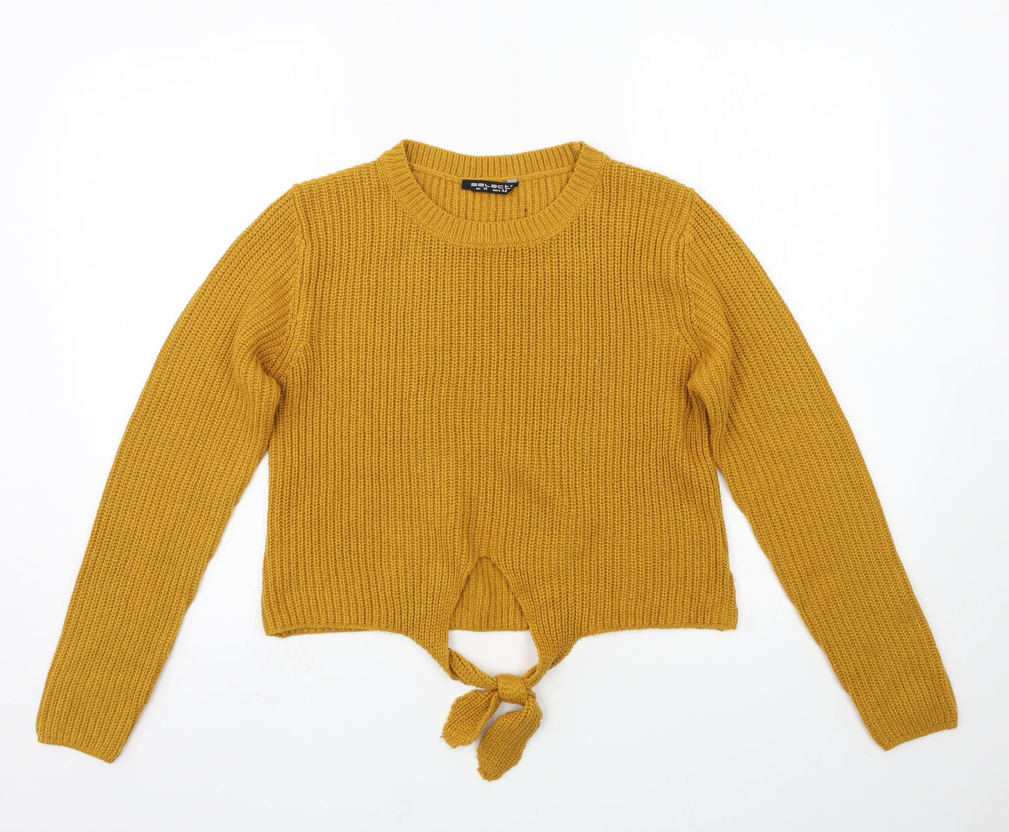 Select Womens Yellow  Knit Pullover Jumper Size 14