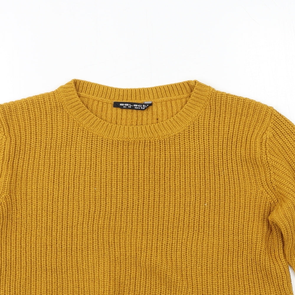 Select Womens Yellow  Knit Pullover Jumper Size 14