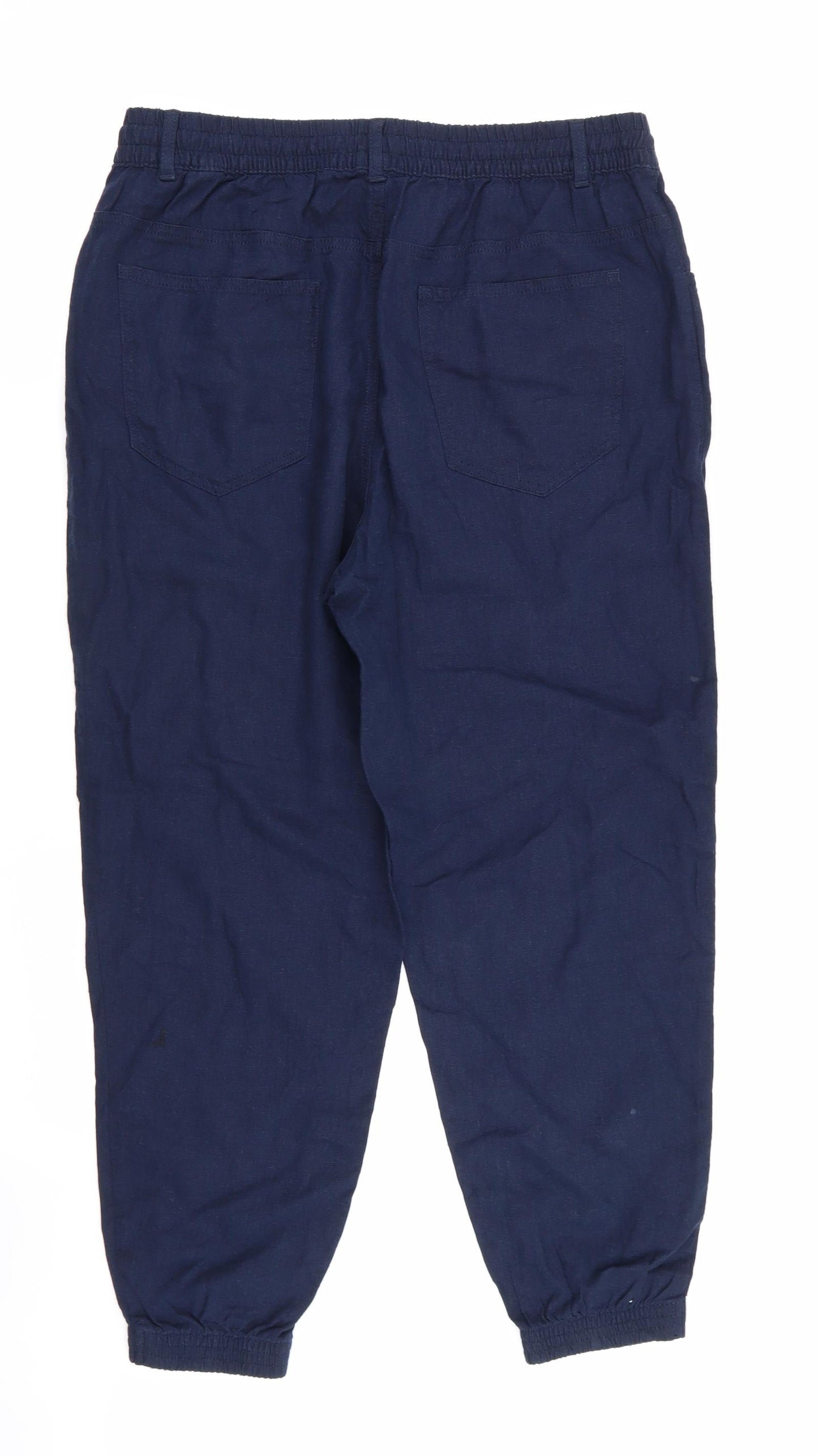 M&S Womens Blue   Trousers  Size 14 L27 in - Stretch waistband