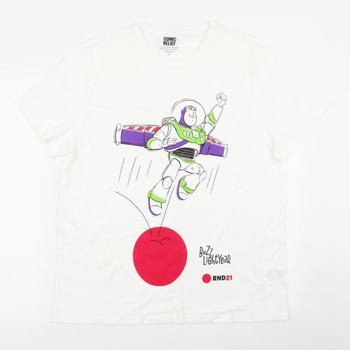 comic relief Mens White Geometric   T-Shirt Size M
