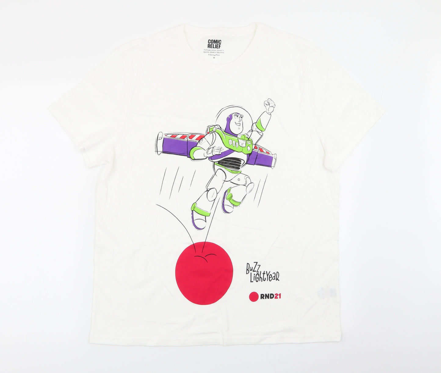 comic relief Mens White Geometric   T-Shirt Size M