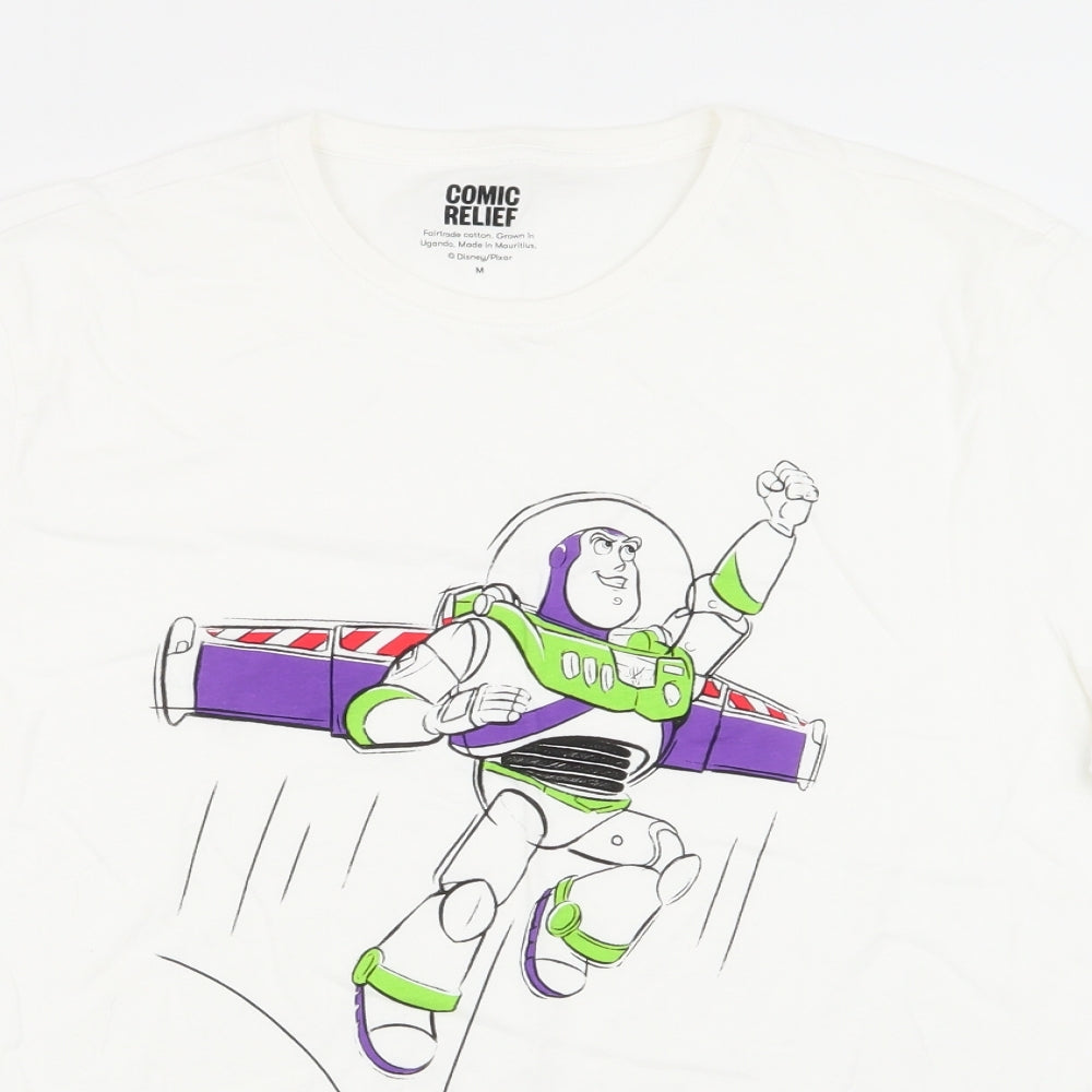 comic relief Mens White Geometric   T-Shirt Size M