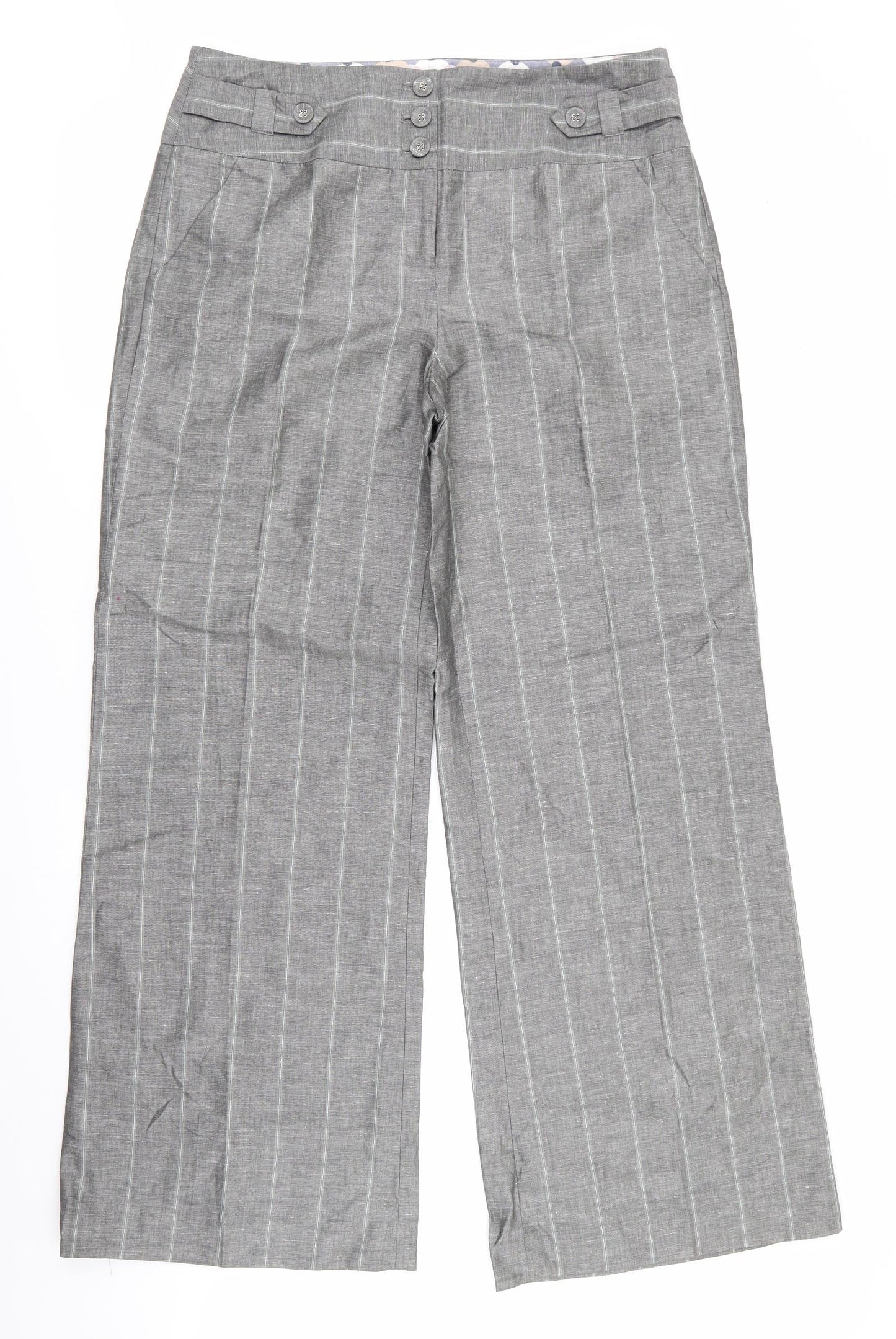 NEXT Womens Grey Striped  Trousers  Size 14 L31 in