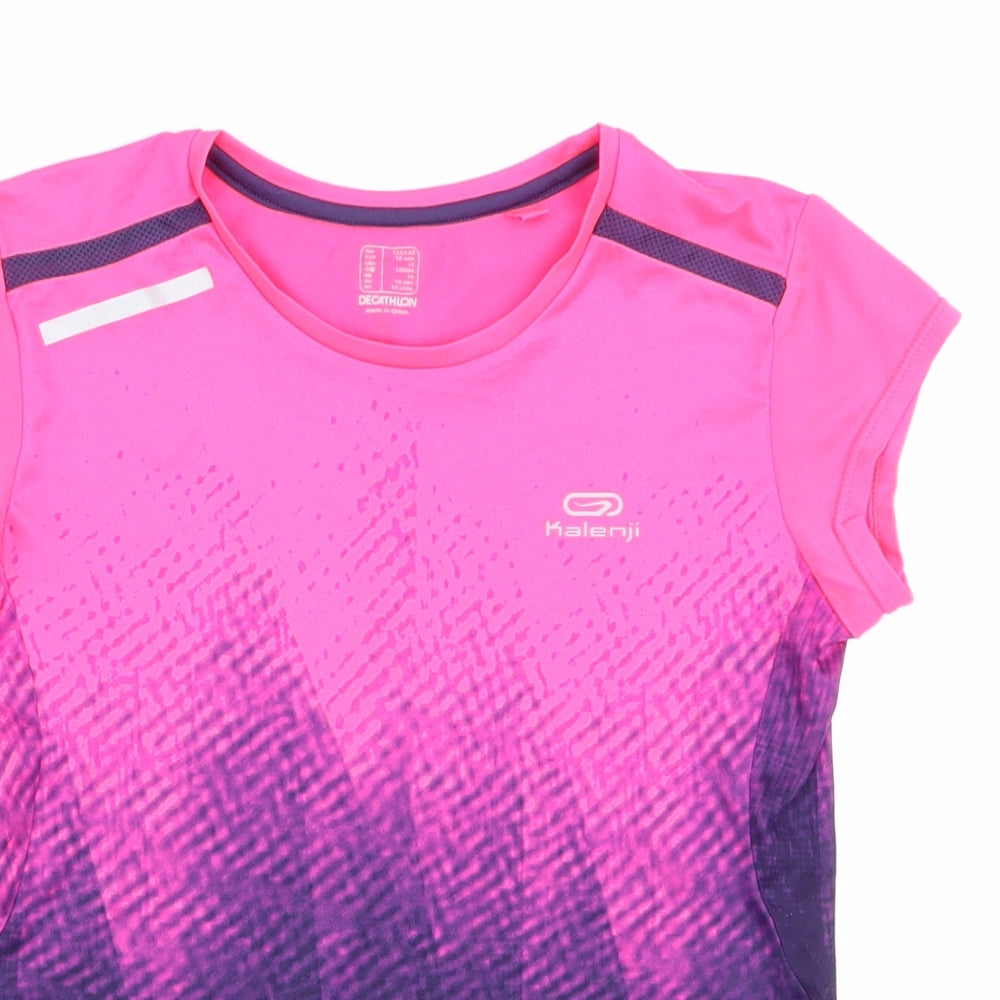 DECATHLON Girls Multicoloured Geometric  Basic T-Shirt Size 10 Years
