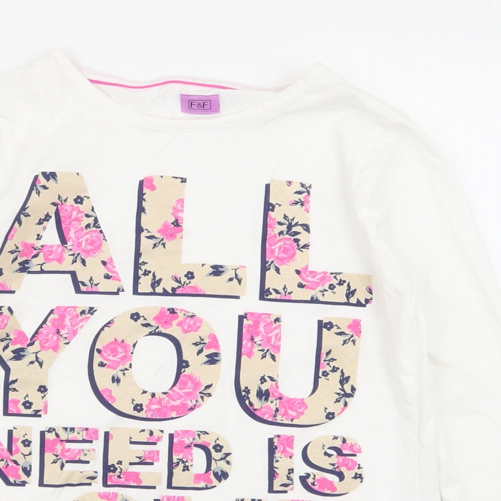 F&F Girls White   Basic T-Shirt Size 11-12 Years