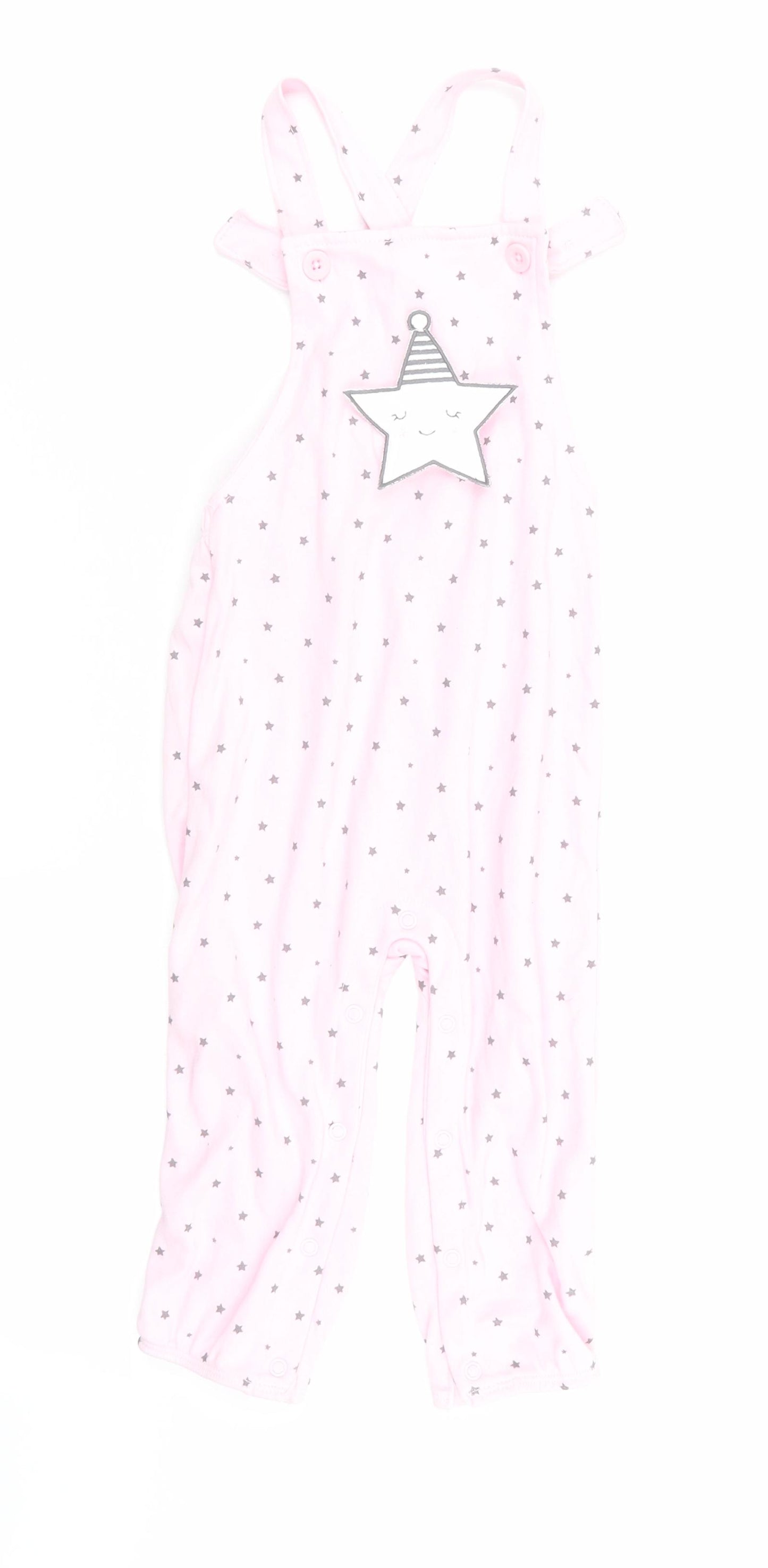 Matalan Girls Pink Geometric  Dungaree One-Piece Size 18-24 Months