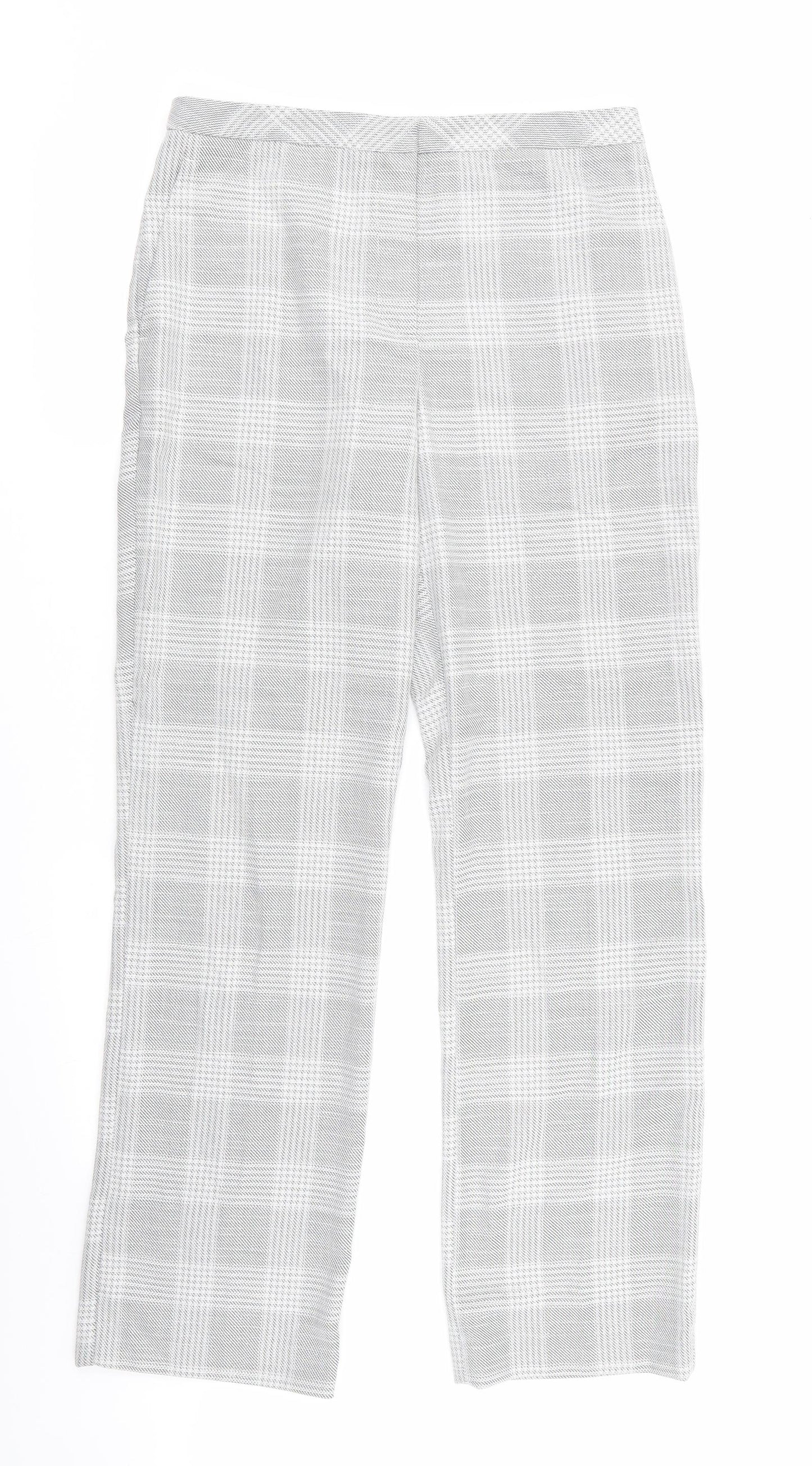 H&M Womens Multicoloured Check  Trousers  Size 12 L31 in