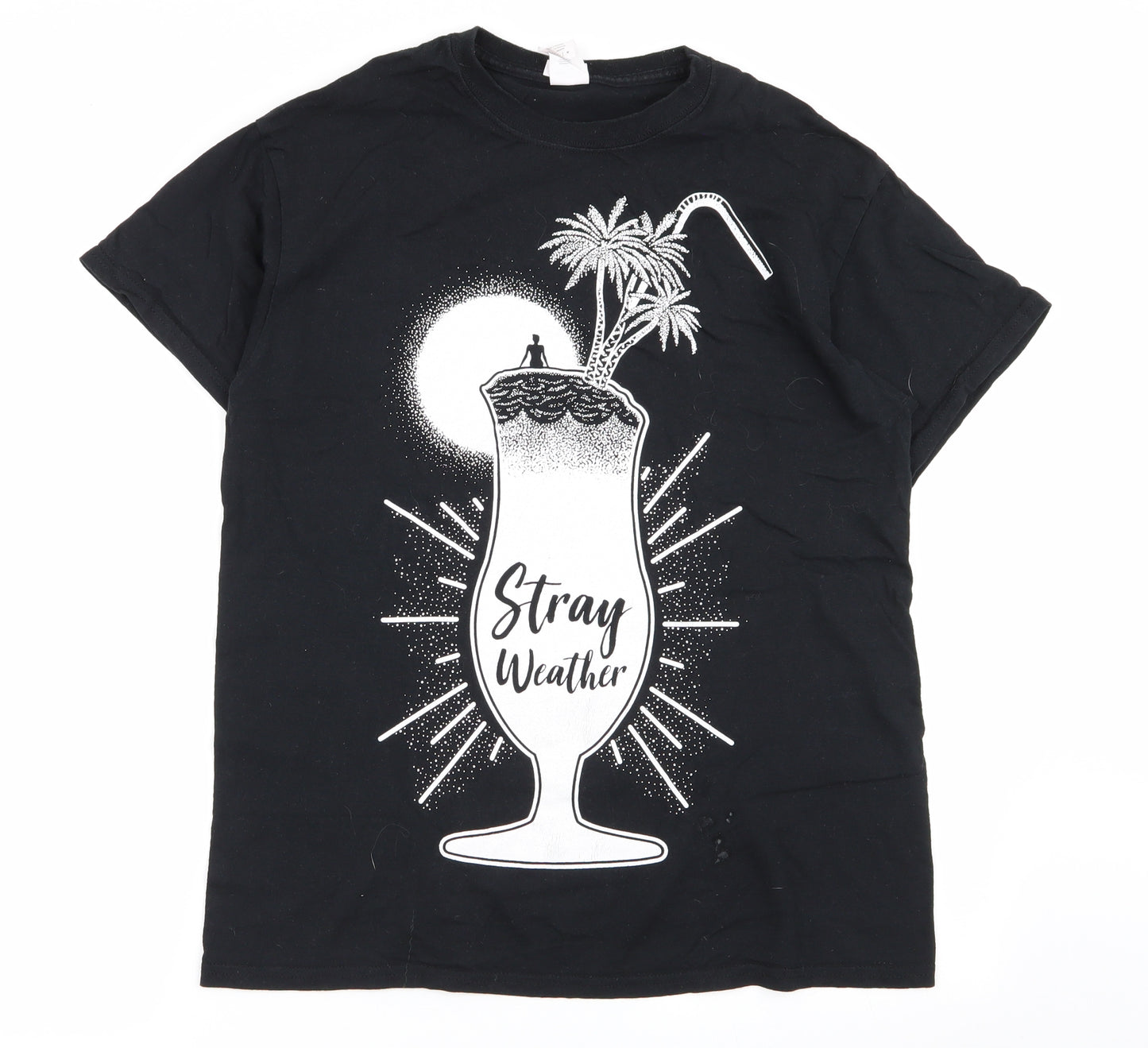 Gildan Womens Black Geometric  Basic T-Shirt Size M