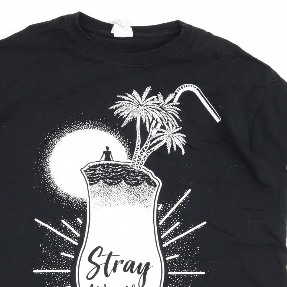 Gildan Womens Black Geometric  Basic T-Shirt Size M