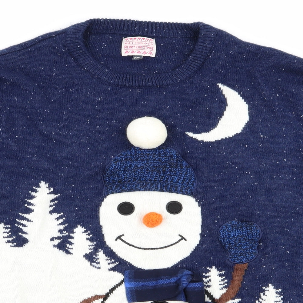 Asda George Mens Blue Geometric  Pullover Jumper Size XL  - christmas