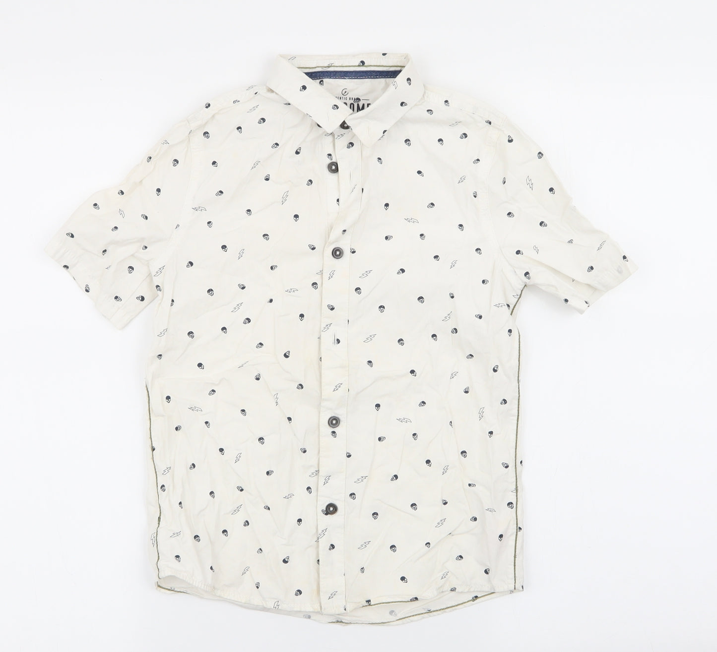 F&F Boys White Geometric  Basic Button-Up Size 8-9 Years