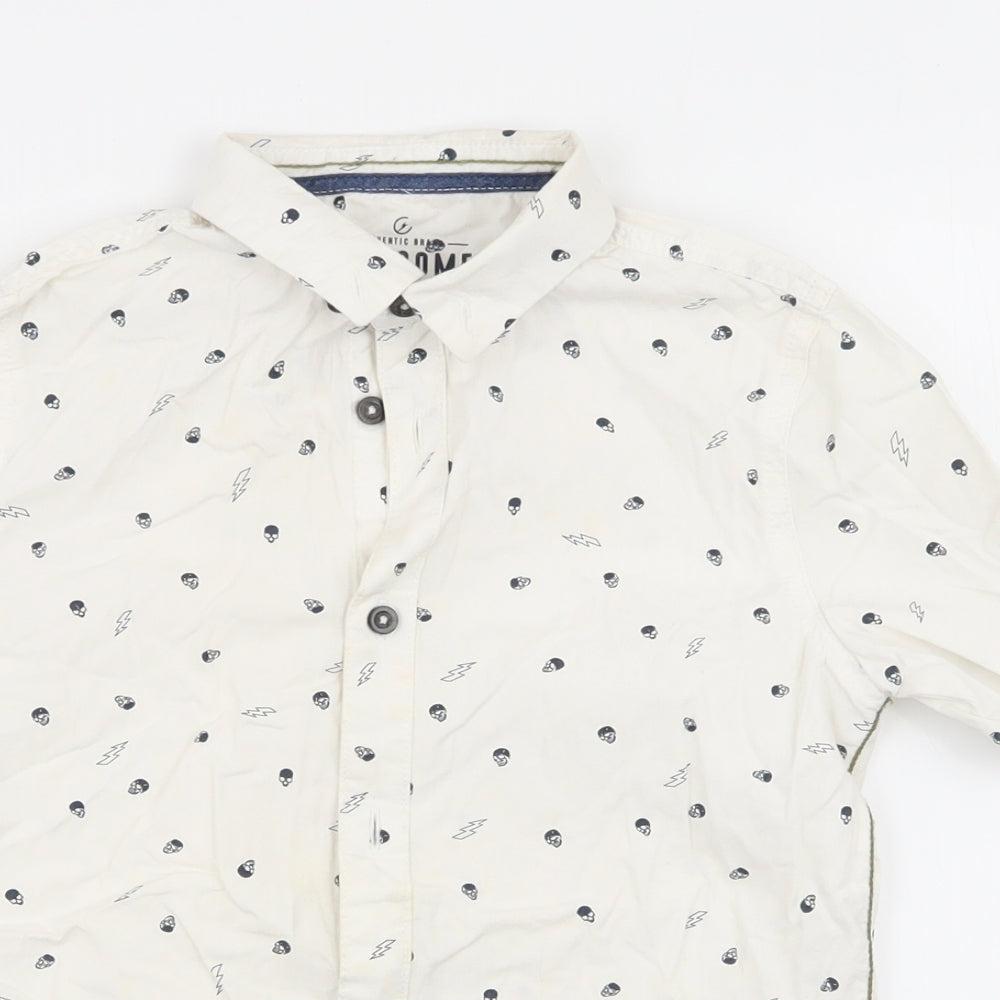 F&F Boys White Geometric  Basic Button-Up Size 8-9 Years