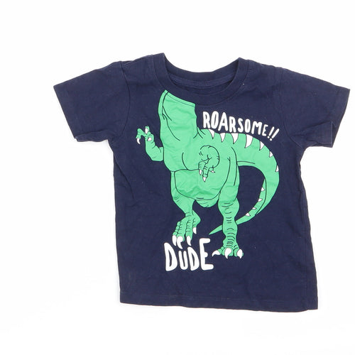 Primark Boys Blue Animal Print  Basic T-Shirt Size 12-18 Months