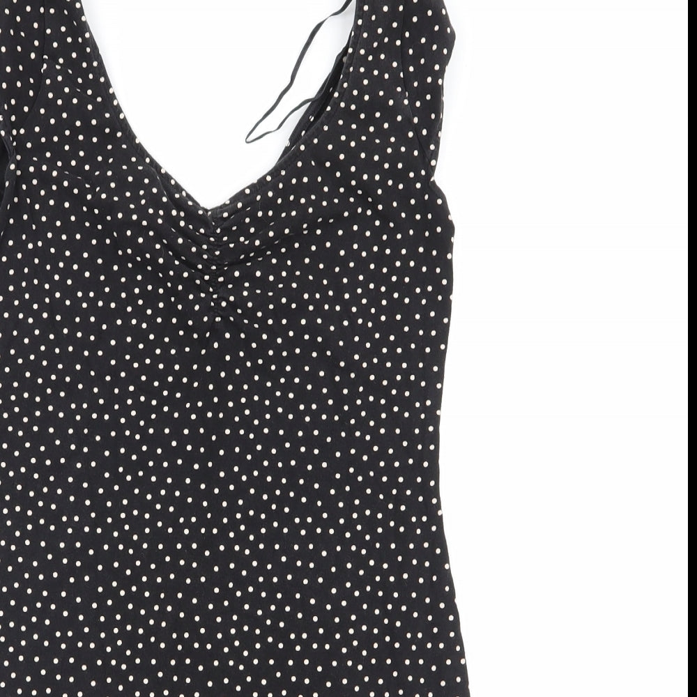 H&M Womens Black Polka Dot  Basic Blouse Size 14