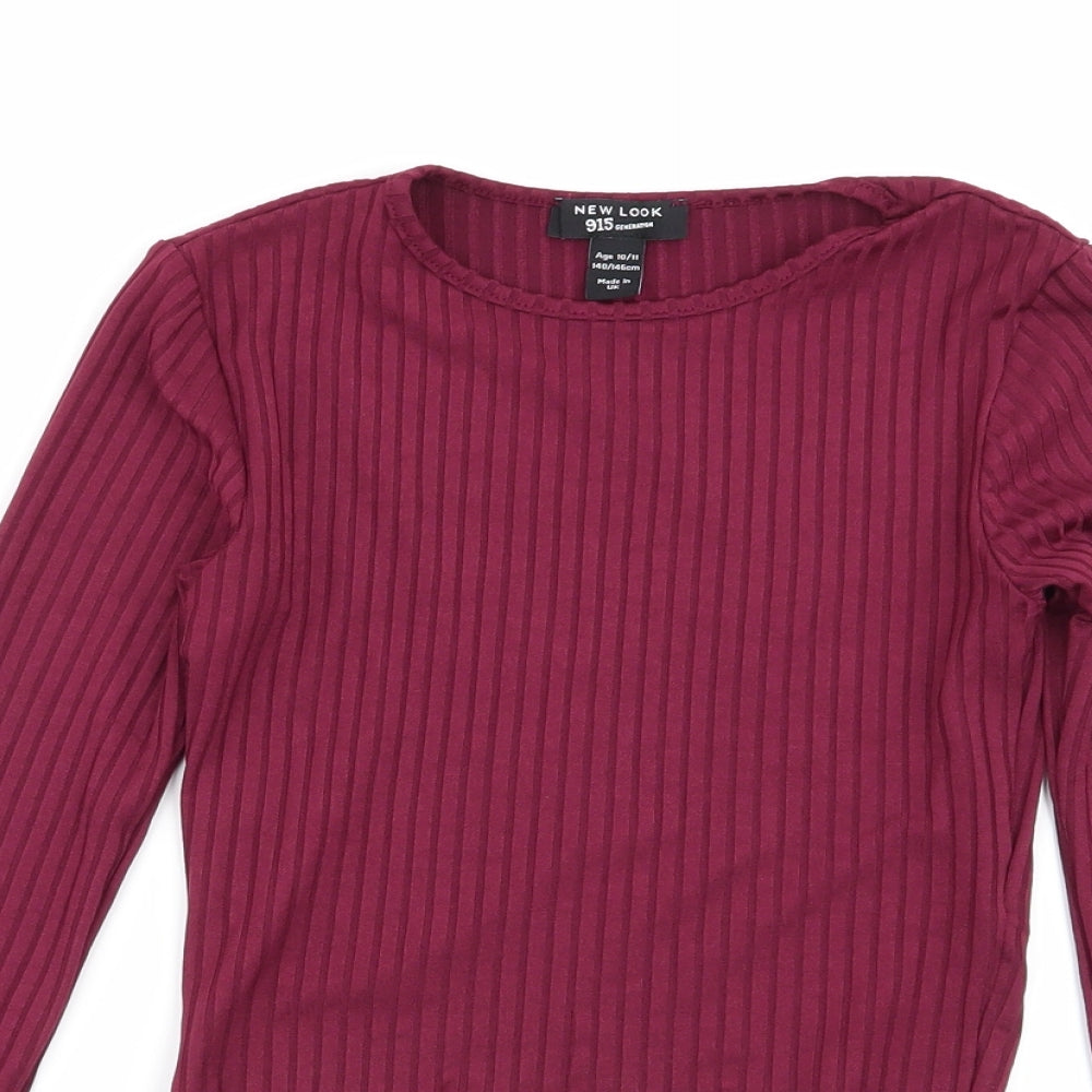New Look Girls Purple Striped  Basic T-Shirt Size 10-11 Years