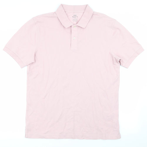 M&S Mens Pink    Polo Size M