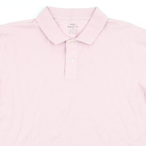 M&S Mens Pink    Polo Size M