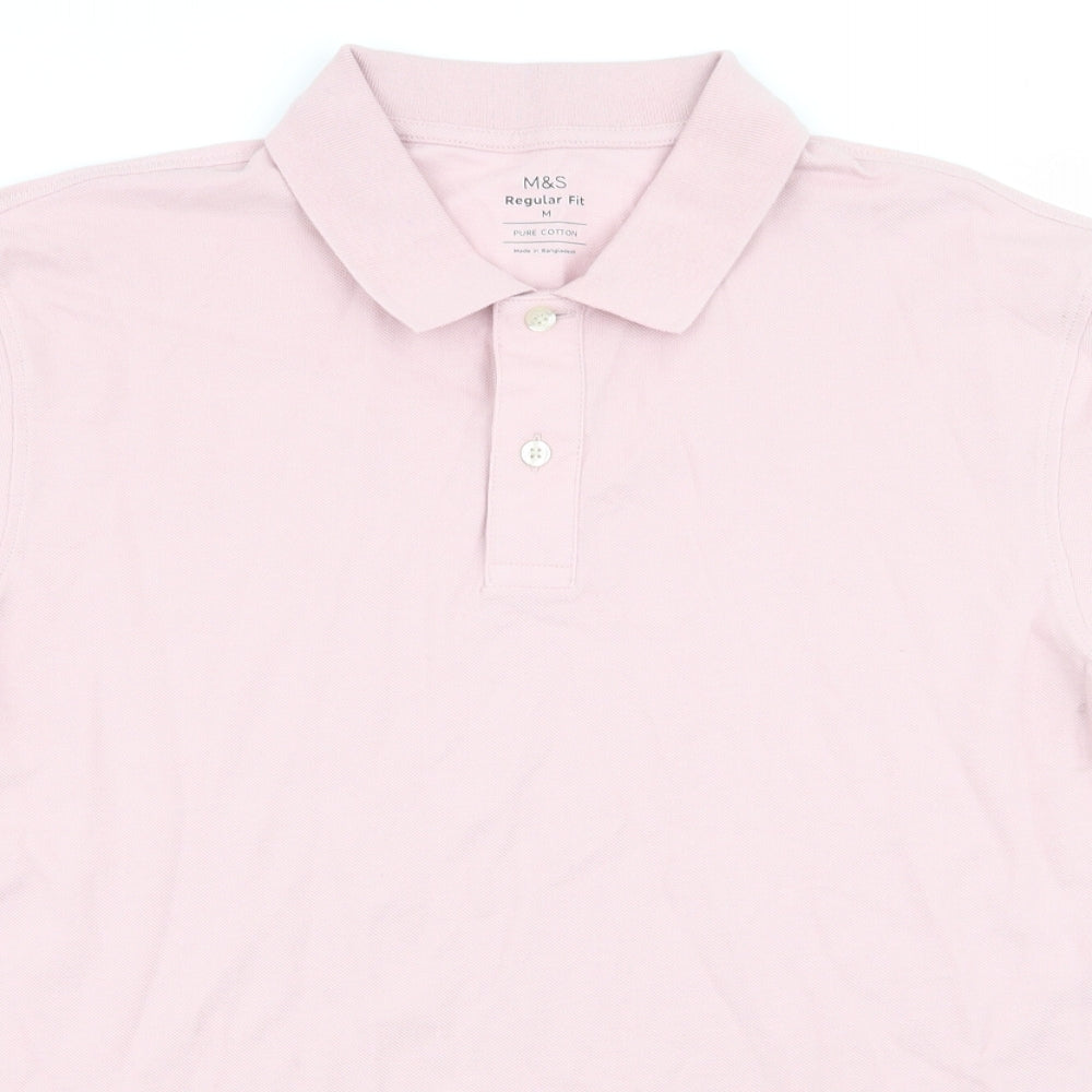 M&S Mens Pink    Polo Size M