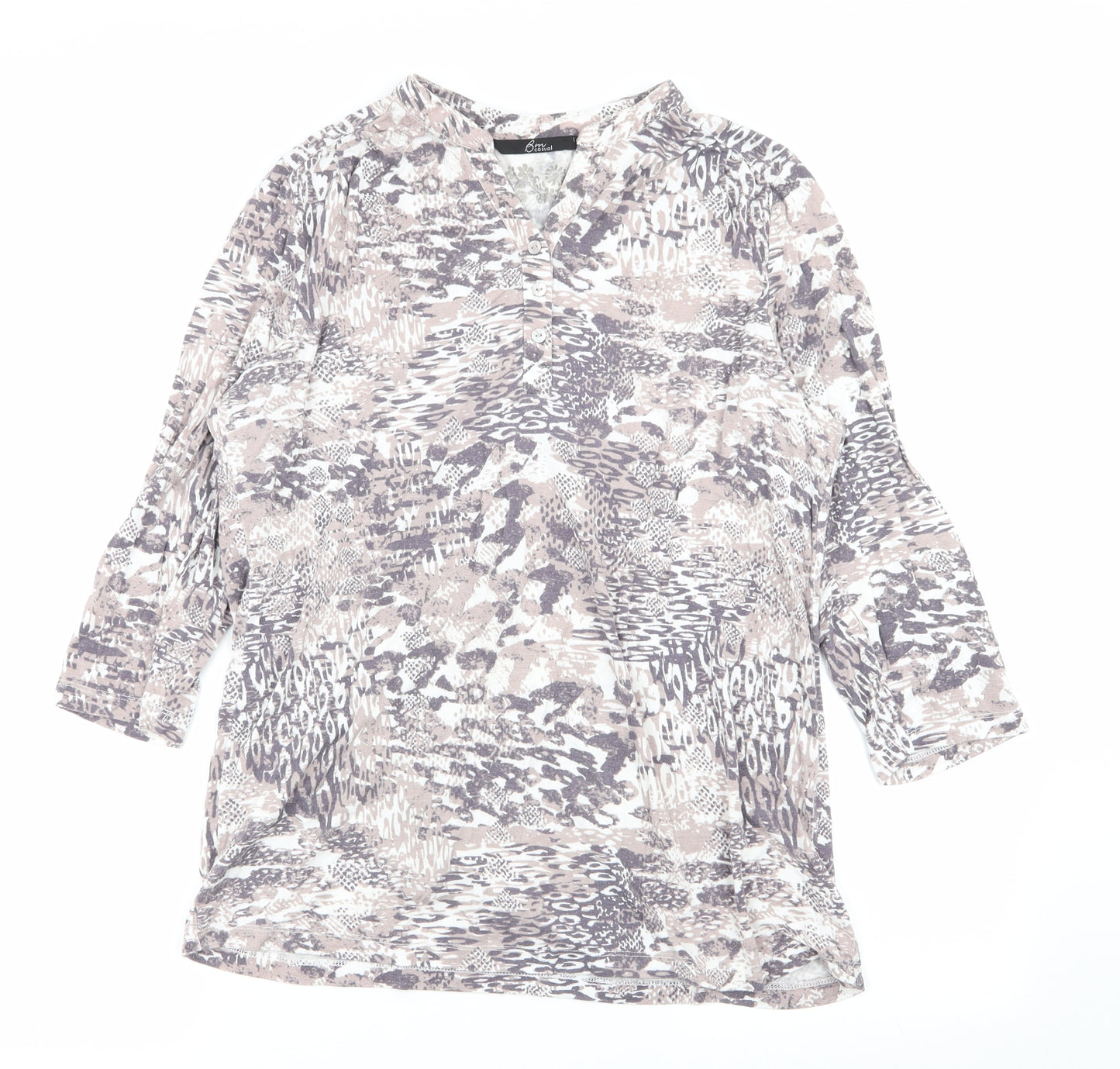BM casuak Womens Multicoloured Geometric  Basic T-Shirt Size 14