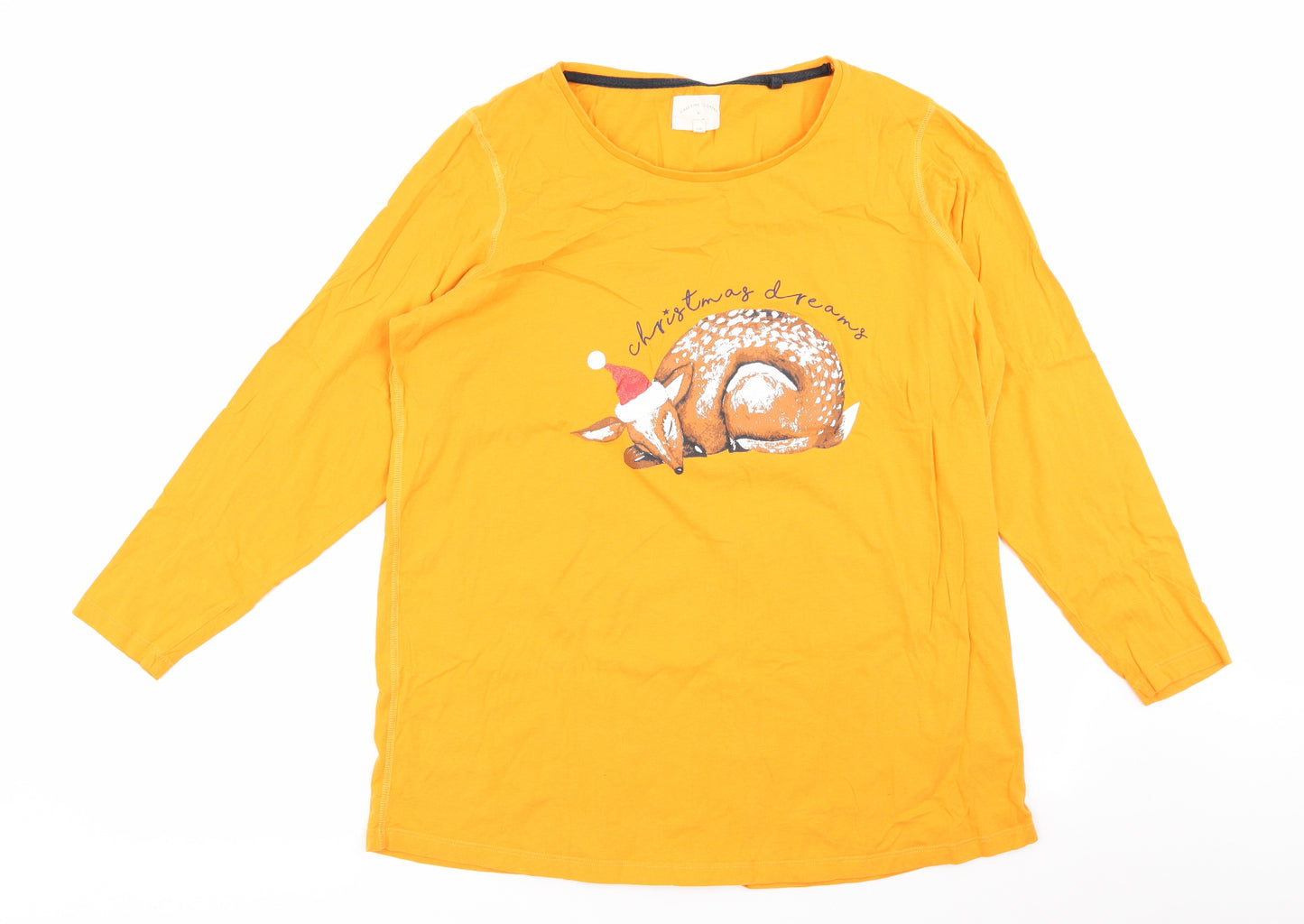 NEXT Womens Yellow Solid  Top Pyjama Top Size 2XL