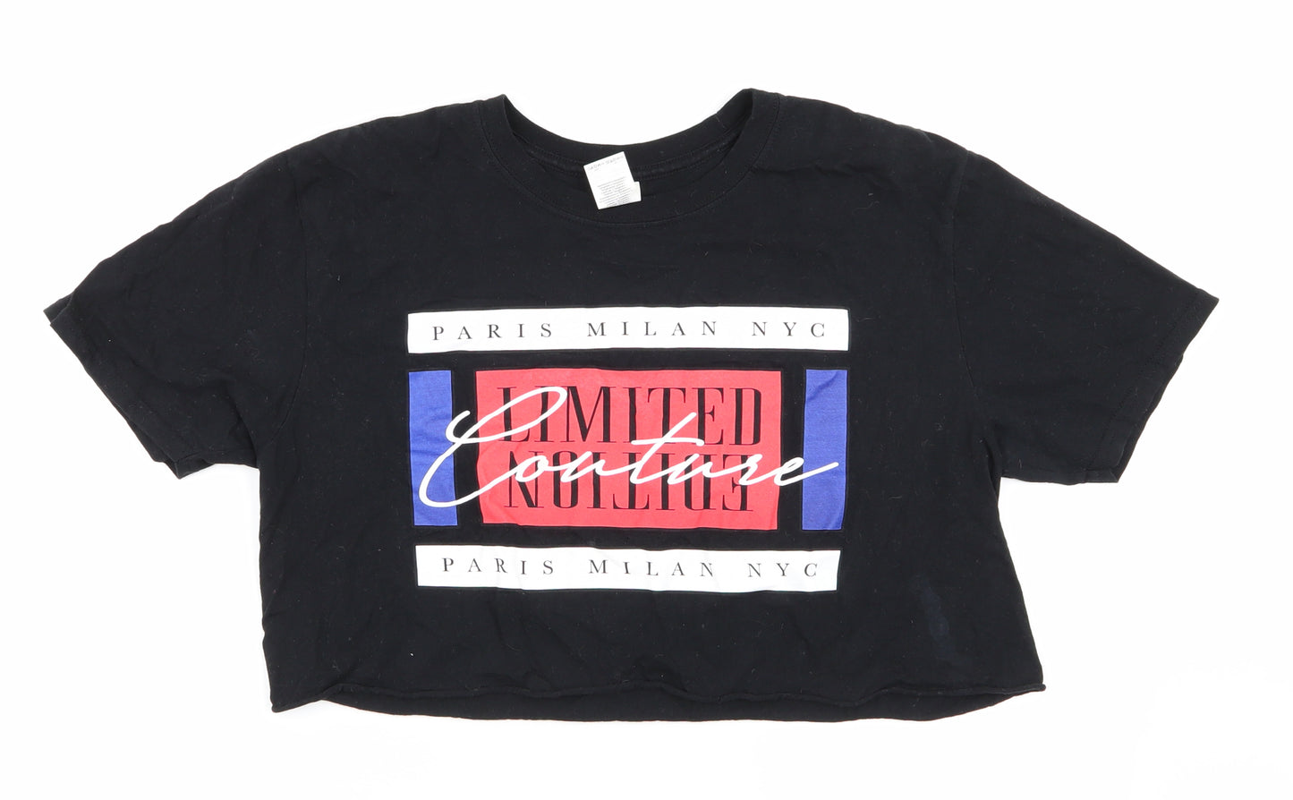 Gildan Womens Black   Basic T-Shirt Size L  - crop