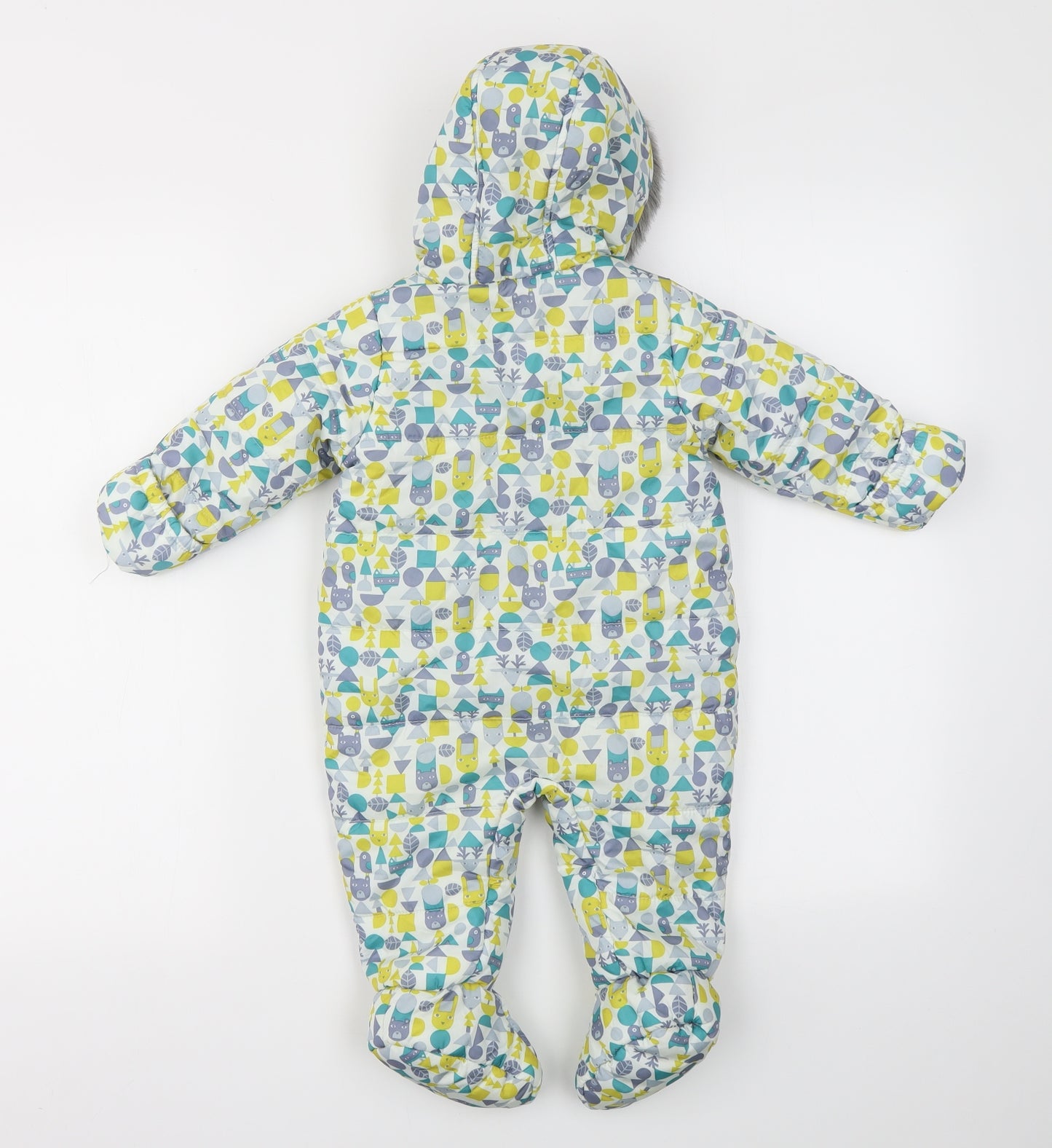 M&S Baby Multicoloured Geometric  Basic Coat Coat Size 6-9 Months