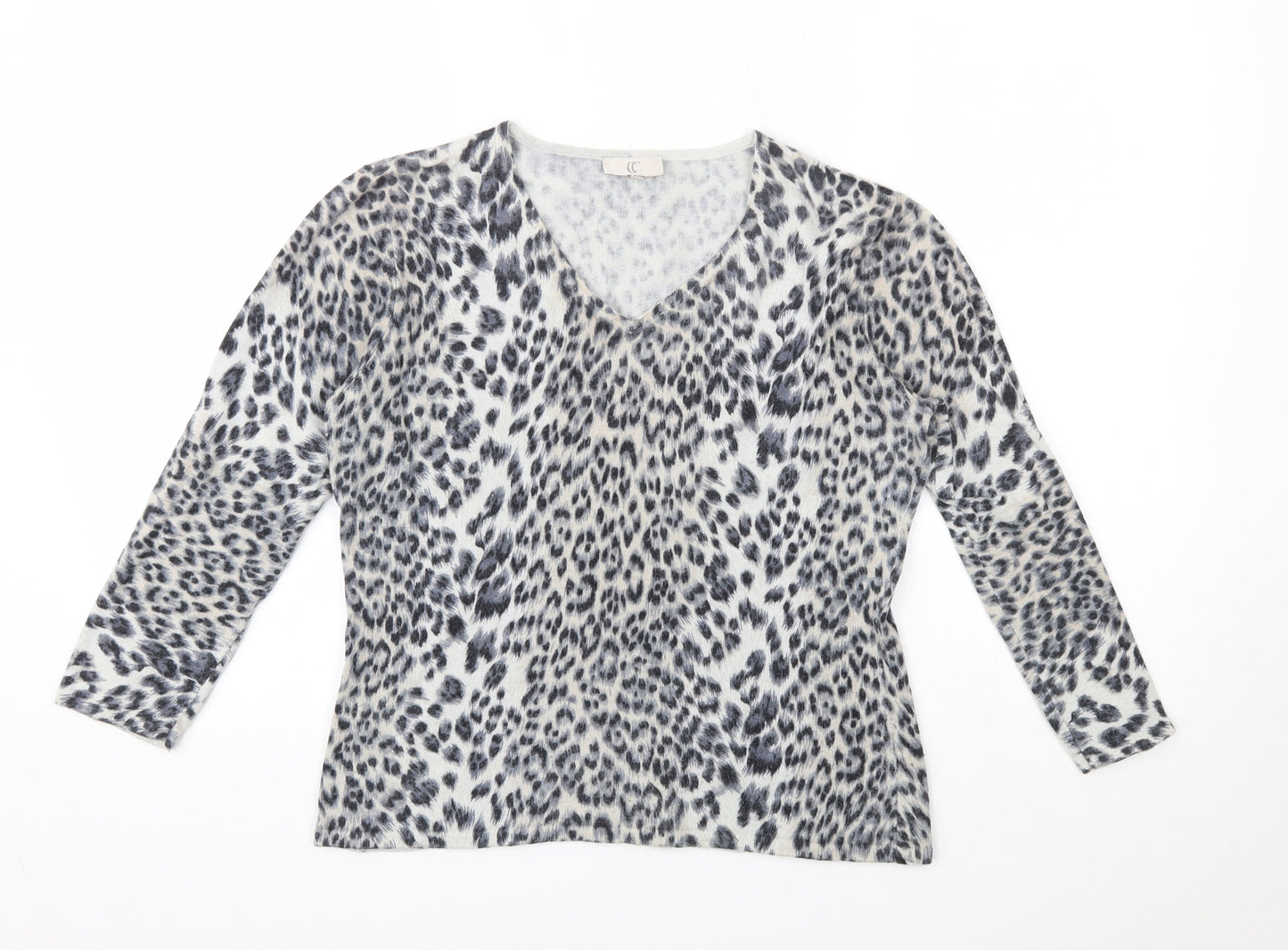 CC Womens Grey Animal Print  Pullover Jumper Size M