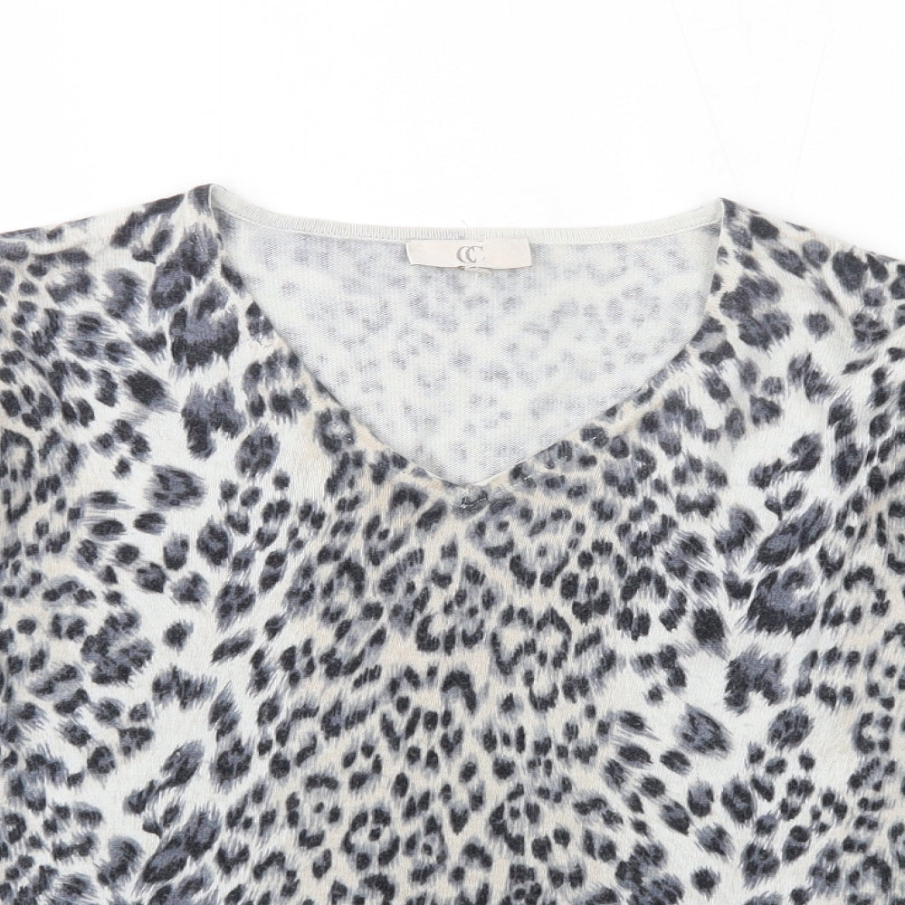 CC Womens Grey Animal Print  Pullover Jumper Size M