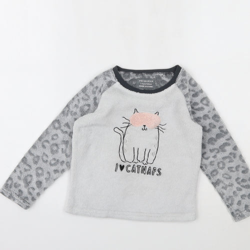 Primark Girls Grey Animal Print  Top Pyjama Top Size 3-4 Years