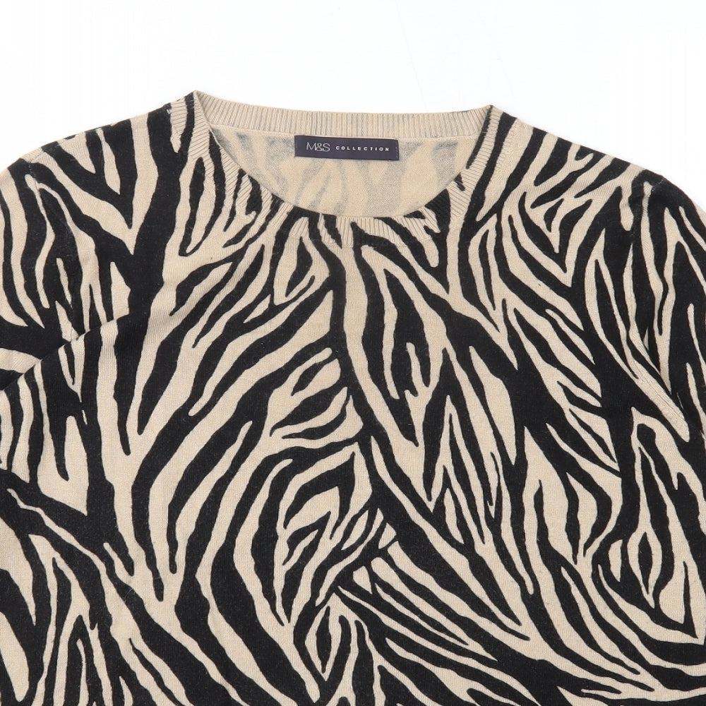 M&S Womens Ivory Animal Print  Pullover Jumper Size 16