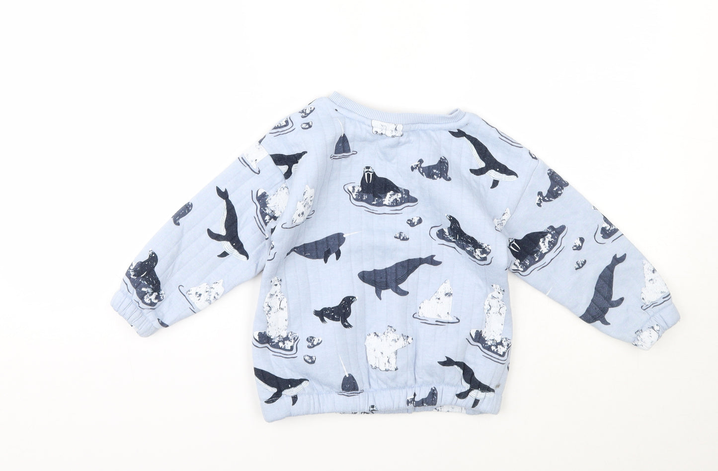 George Boys Blue Animal Print  Pullover Jumper Size 2-3 Years