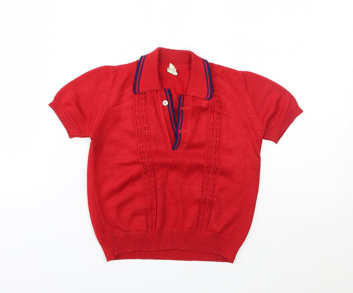 PREWORN  Boys Red   Basic T-Shirt Size 4 Years