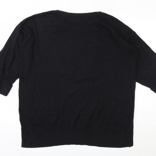 Wallis Womens Black Geometric  Pullover Jumper Size L