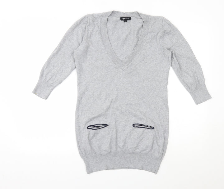 INTERNACIONALE Womens Grey Geometric Pullover Jumper Size 12