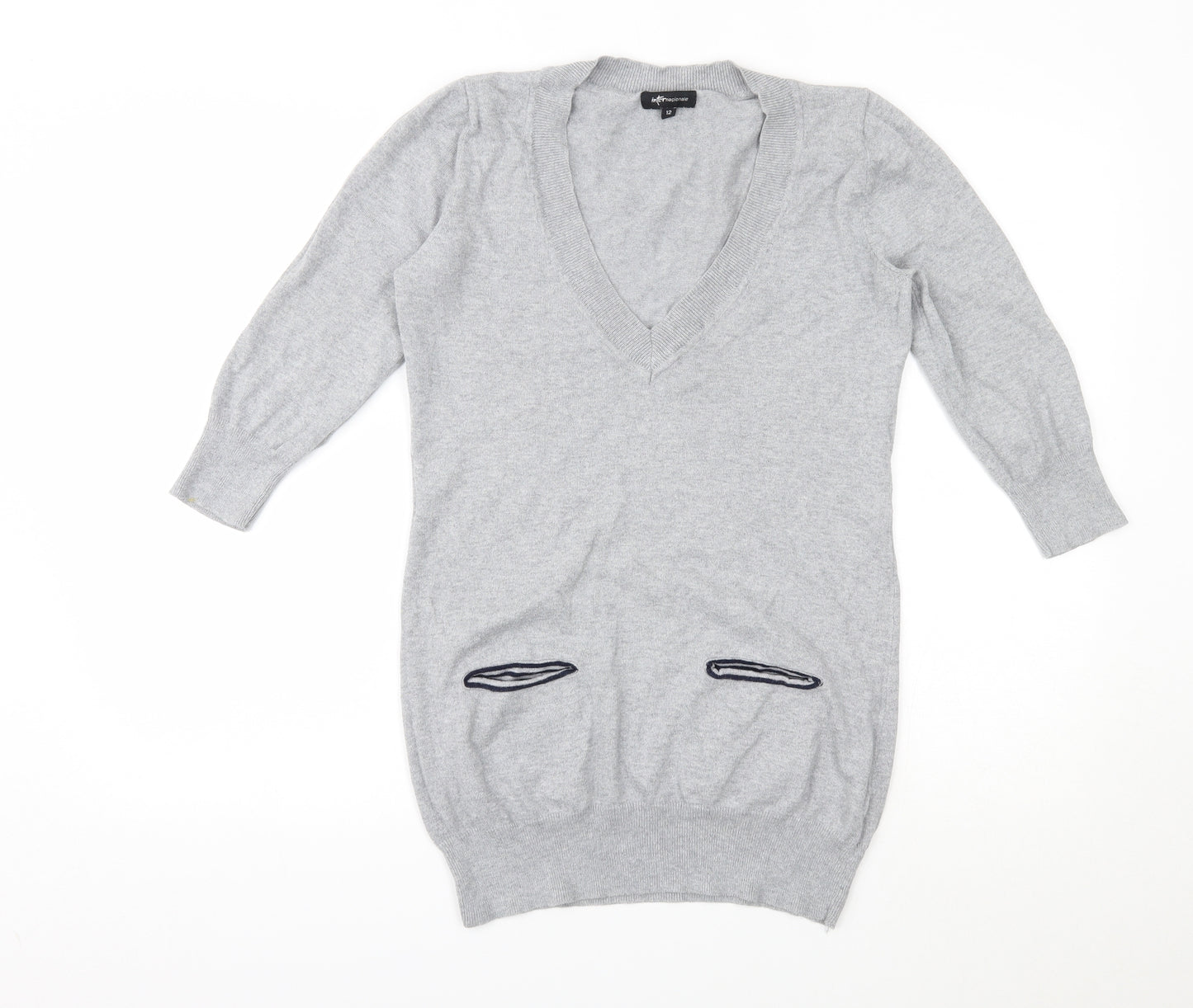 INTERNACIONALE  Womens Grey Geometric  Pullover Jumper Size 12